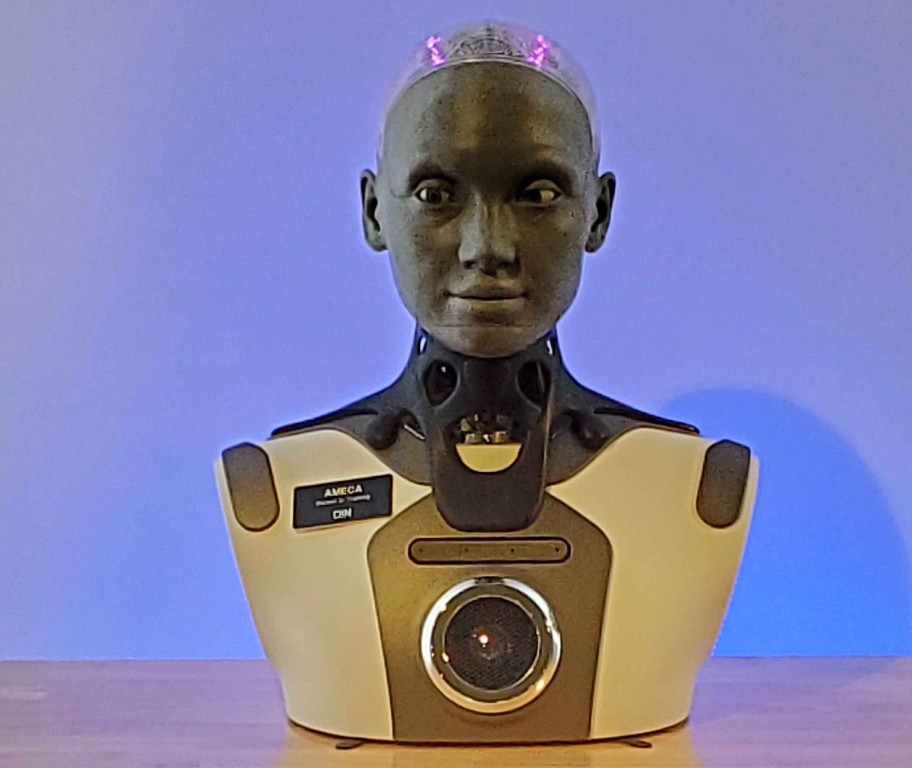 ameca's robotic human face